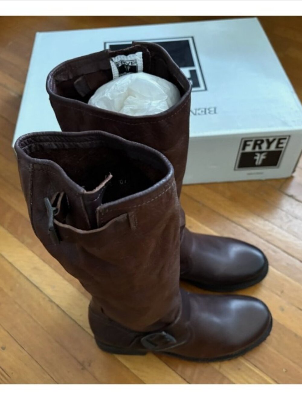 FRYE Veronica Slouch Brown Leather Riding Boots Women’s 6.5 M 76602 New in Box!